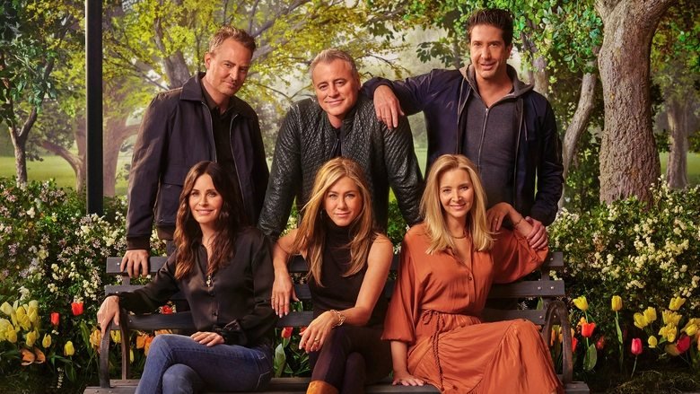 Cena do especial Friends: The Reunion, com o elenco reunido no set original